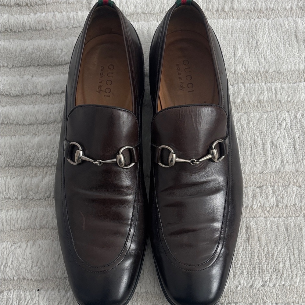 Gucci Men's Dark Brown Leather Slip-Ons